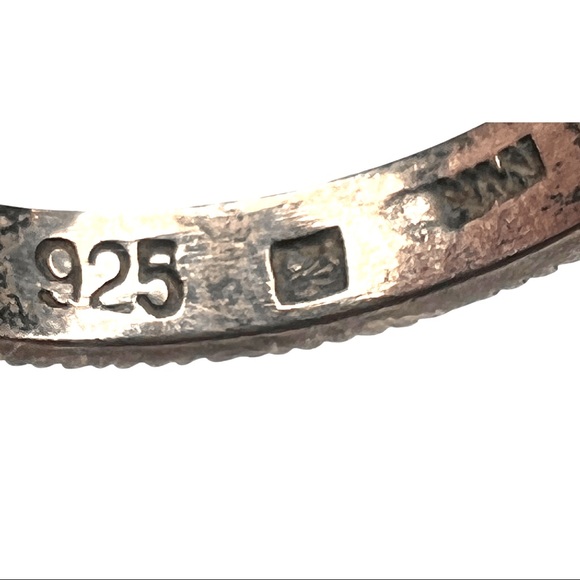 Vintage Sterling Silver Red White & Blue Paved Gemstone Stackable Band Rings - Picture 5 of 7